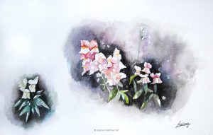 "Campanulas", acuarela sobre papel. Lorena Martínez