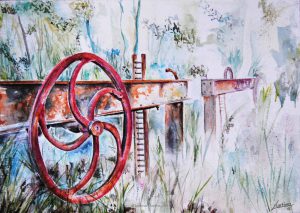 "Llaves de compuerta", acuarela sobre papel. Lorena Martínez