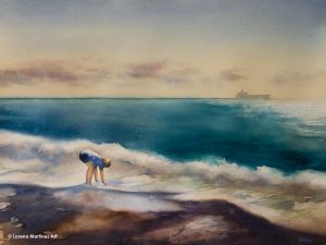 Atardecer en el Portús - Acuarela sobre papel, 56x76 cm