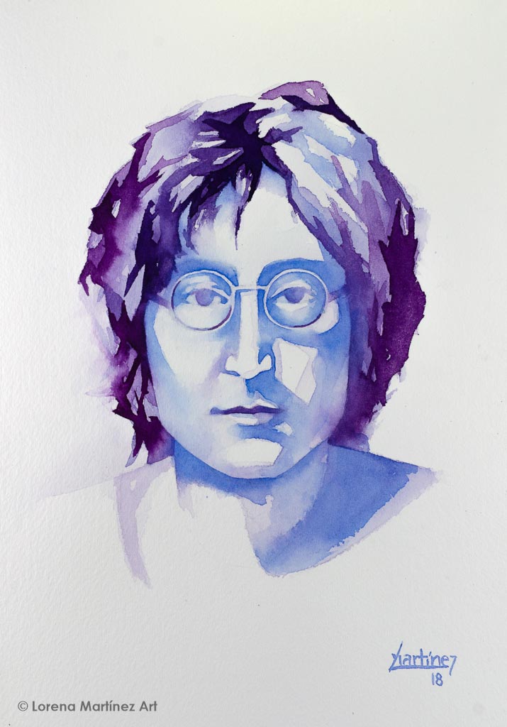 John Lennon, acuarela sobre papel, 25x18 cm